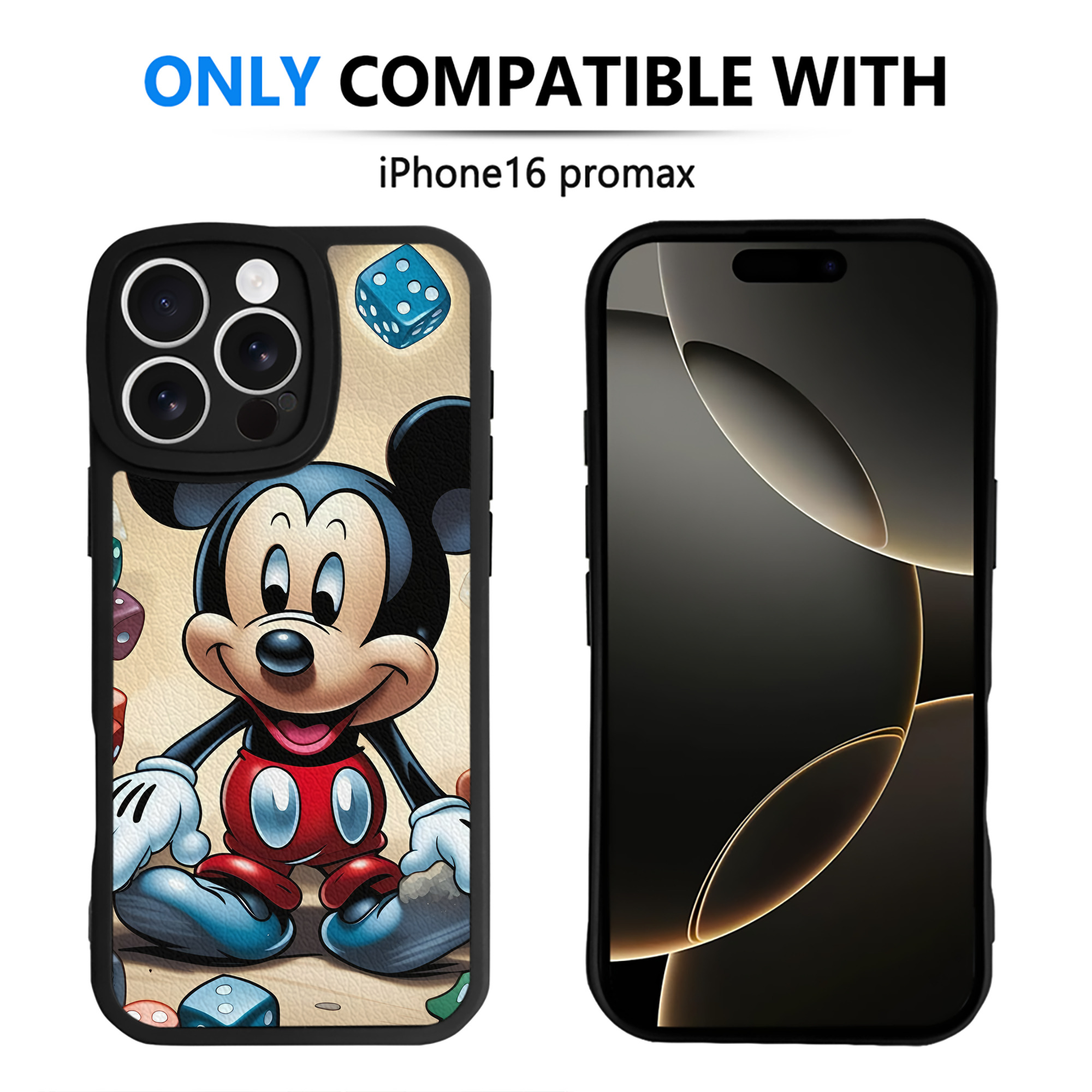 （画像用） ミッキーマウス Mickey Mouse 【iPhone 16シリーズ対応】シリコンスマホケース（レザー調） 材質：シリコン